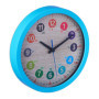 Horloge Murale Relaxdays pour Enfants - Apprendre à Lire l'Heure, 30 cm, Bleue