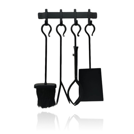 Kit d'Accessoires de Cheminée Relaxdays - 5 Pièces en Fer Noir