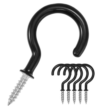 Zuvo Lot de 36 Crochets de Plafond Noir - Idéal pour Suspendre Plantes et Ustensiles