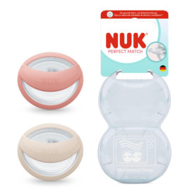 Sucettes NUK Perfect Match pour Bébé - Lot de 2, 0-6 mois, Beige/Rouge
