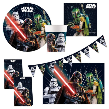 Set de Vaisselle Jetable Star Wars Galaxy pour Anniversaire - 46 Pièces