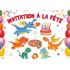 Lot de 10 cartes d'invitation amusantes dinosaures et dragons