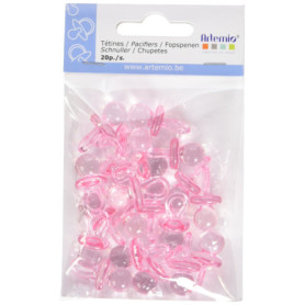 Lot de 20 Mini Tétines Roses pour Décorations de Naissance