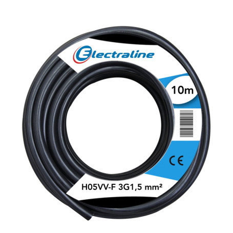 Couronne de Câble Electraline H05 VV-F 3G1,5 10M Noir