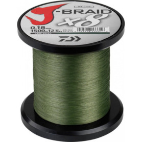 Ligne de pêche tressée Daiwa J-Braid X8 0.28mm 1500m Vert foncé