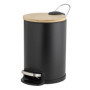 Poubelle de Salle de Bain Douceur d'Intérieur en Métal et Bambou Noir - 3 Litres