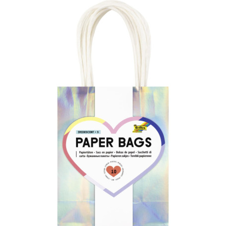 Sacs en Papier Iridescent Folia - 10 Pochettes Cadeaux Élégantes