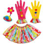 Ensemble de Déguisement de Clown avec Mini Chapeau et Gants - Multicolore