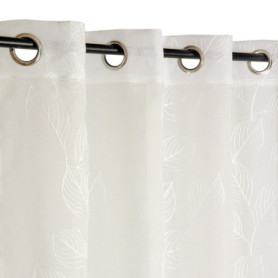 Rideau Voilage Brodé Feuilles Ecru 140x240cm - Atout Ciel