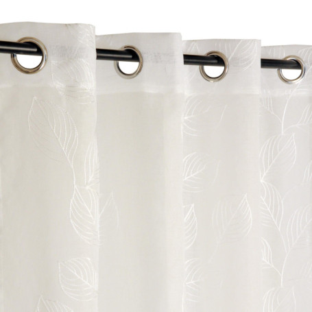 Rideau Voilage Brodé Feuilles Ecru 140x240cm - Atout Ciel