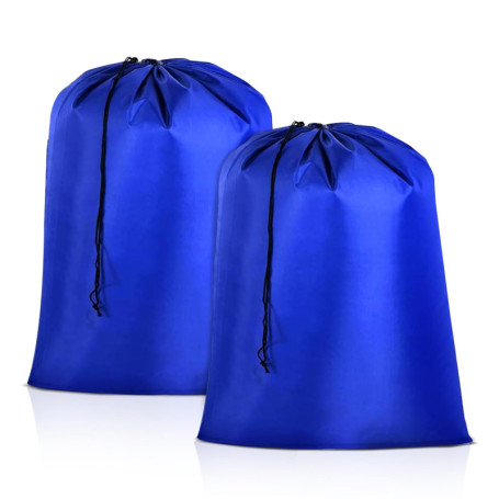 Sac à Linge de Voyage Pliable en Nylon - Lot de 2, Bleu 60x80 cm
