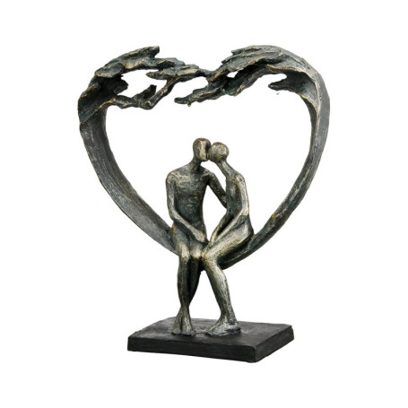 Sculpture Décorative en Forme de Cœur - Figurine de Couple en Résine Bronze