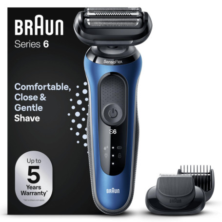 Rasoir Électrique Braun Series 6 avec Tondeuse à Barbe et Étui de Voyage - Étanche et Rechargeable