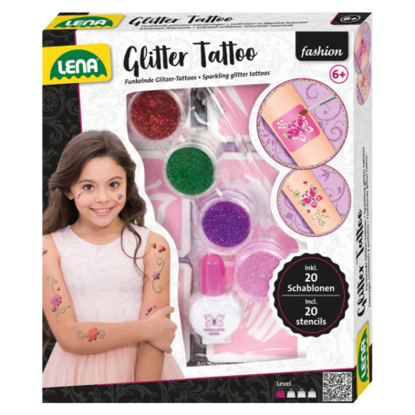 Set de Tatouages Pailletés LENA pour Filles - 4 Couleurs et 10 Pochoirs