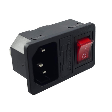 Connecteur C-14 avec Interrupteur Rouge et Fusible 10A/250V