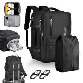 Sac à Dos de Voyage 39L avec Compartiment pour Ordinateur et Sac à Chaussures