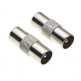 Adaptateur Coaxial TV Keple - Lot de 2 Prises Mâles Argentées