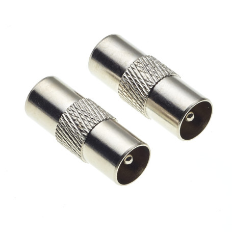 Adaptateur Coaxial TV Keple - Lot de 2 Prises Mâles Argentées