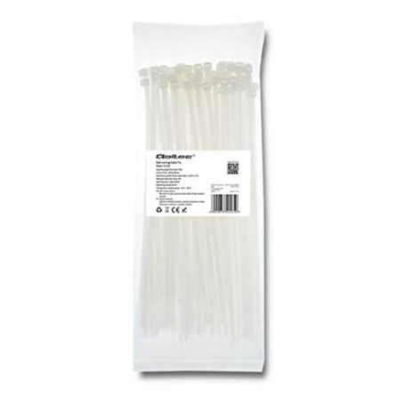 Serres-câbles Qoltec en Nylon UV Blanc - 100 unités de 4,8 x 250 mm