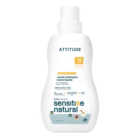Lessive Liquide Végane ATTITUDE pour Bébé - Avoine, Peaux Sensibles, 1.04 L
