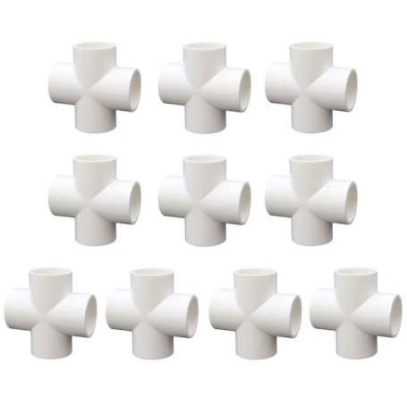 Kit de 10 Connecteurs Croix 4 Voies en PVC pour Serres et Meubles - JIHUOO