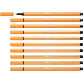 Lot de 10 Feutres de Coloriage STABILO Pen 68 - Orange Papaye