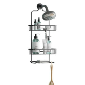 Étagère de Douche Antirouille Zenna Home en Aluminium Noir Mat