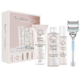 Satin Care Lot de Rasage Doux pour Zones Intimes - Rasoir, Gel et Exfoliant