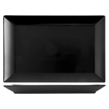 Set de 6 Assiettes Rectangulaires Osaka en Pierre Noir - 30x20 cm