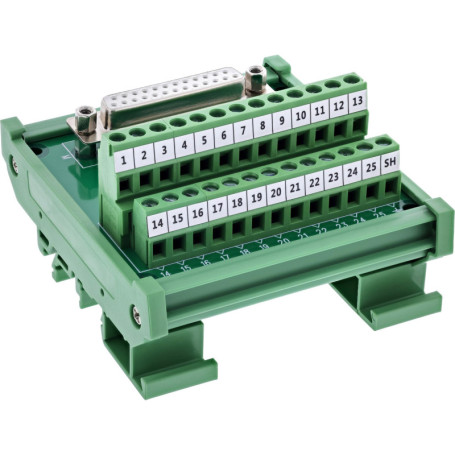 Bloc terminal femelle D-Sub InLine 92502H pour rail DIN - Connexion sécurisée RS232