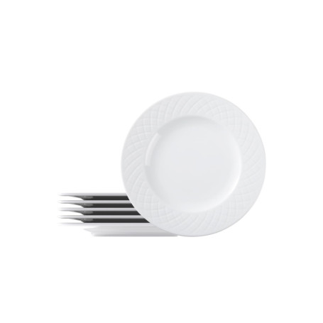 Ensemble de 6 Assiettes Plates en Porcelaine Blanche Ingrid 27cm - Tramontina