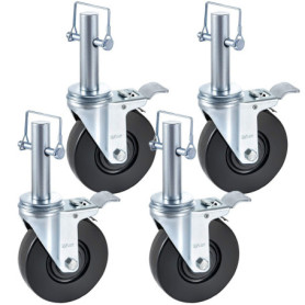 Roulettes Pivotantes en Caoutchouc VEVOR 12 cm avec Double Verrouillage - Lot de 4