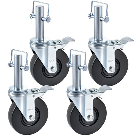 Roulettes Pivotantes en Caoutchouc VEVOR 12 cm avec Double Verrouillage - Lot de 4