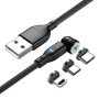 Câble USB Magnétique 540° 2m avec LED - 3 en 1 Type C, Micro, 8 Pin