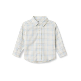 Chemise Boutonnée en Flanelle à Carreaux pour Garçon - Ivoire Bleu Lumière