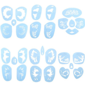 Set de 6 Pochoirs de Maquillage pour Visage - Idéal pour Carnaval et Fêtes