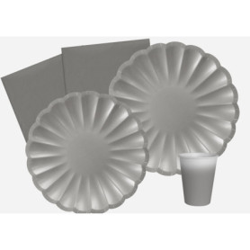 Ciao Kit de Vaisselle Écologique Fête en Forme de Fleur pour 8 Personnes - 44 Pièces