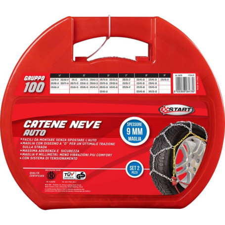 Jeu de 2 chaînes à neige 9 mm - Système autobloquant