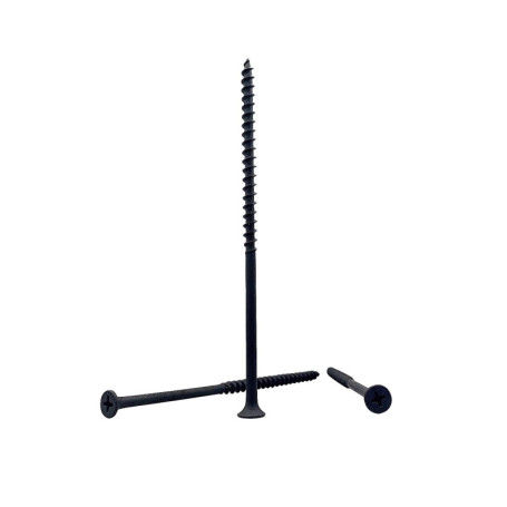 Lot de 50 vis à bois en acier noir - Tête bombée cruciforme, 4,8 x 130 mm