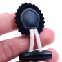 Lot de 10 boutons à bascule en cuir noir faits à la main pour vêtements