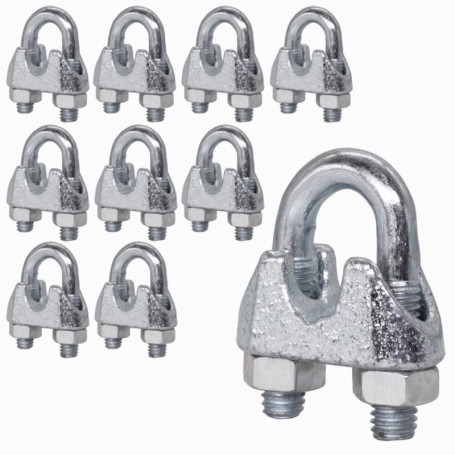 Lot de 10 colliers de serrage M8 en acier pour câbles de 10 mm