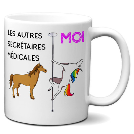 Mug Humoristique Licorne pour Secrétaire Médicale - Cadeau Anniversaire Original