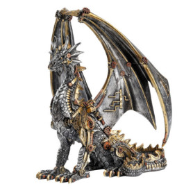 Sculpture de Dragon Steampunk en Résine - Décoration Gothique 30,5 cm