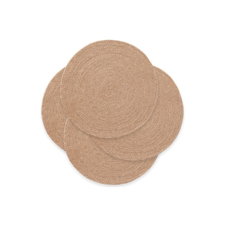 Lot de 4 sets de table ronds en jute naturel fait main - 38 cm