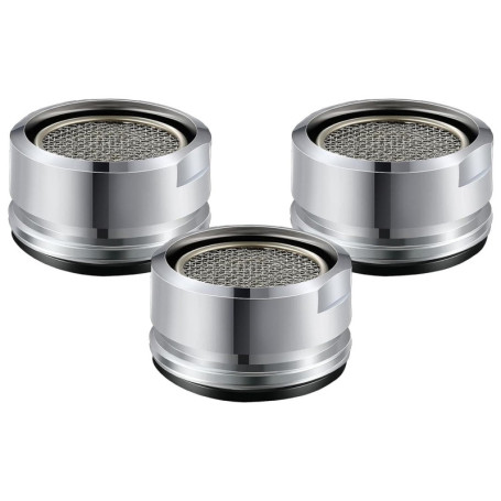 Lot de 3 Aérateurs de Robinet en Laiton avec Joint d'Étanchéité - Finition Chromée