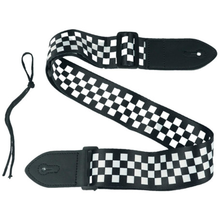 Sangle de Guitare FIBOUND en Coton - Design Damier Réglable pour Tous Types de Guitares