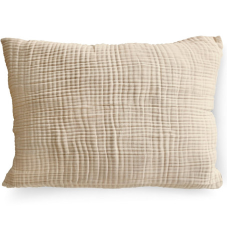 Housse de coussin en mousseline bio PinkZebra - Douce et hypoallergénique - Beige clair 40x60 cm