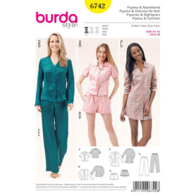 Patron Burda 6742 pour Pyjama et Chemise de Nuit Blanc