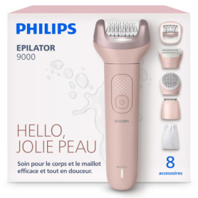 Philips Épilateur Série 9000 avec ProGuide et 8 Accessoires - Épilation Douce et Efficace