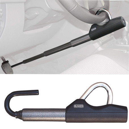 Barre Télescopique Antivol Bunker BT29 pour Volant et Pédale - Compacte et Sécurisée
